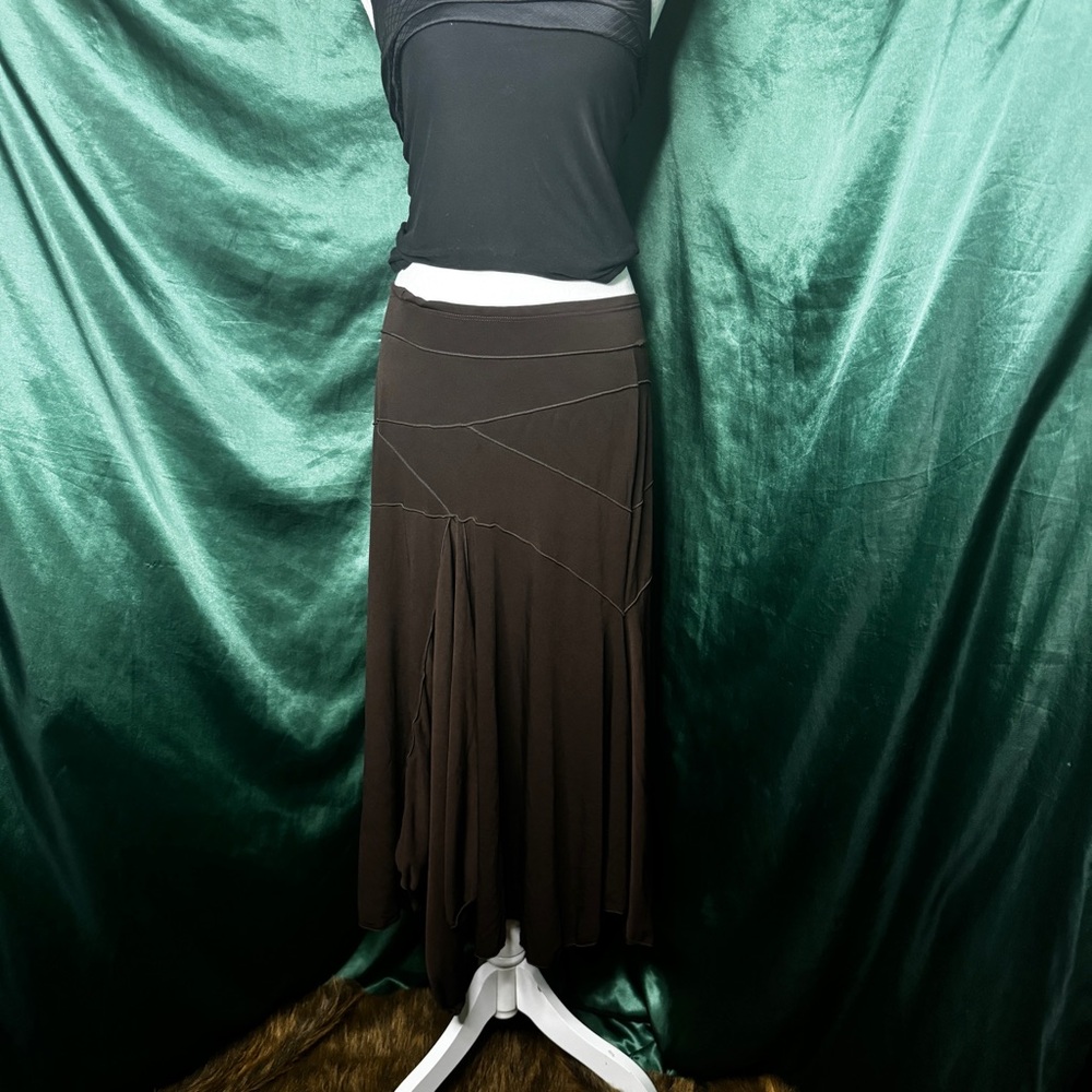 (XL) Studio M Midi Skirt -Asymmetrical Hem & Contrast Stitching